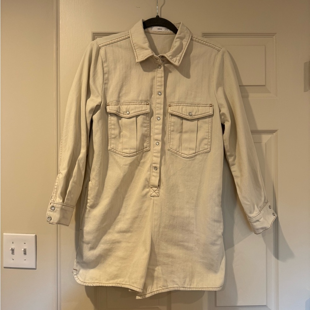 Mango Cream Buttoned Utility Jean Romper